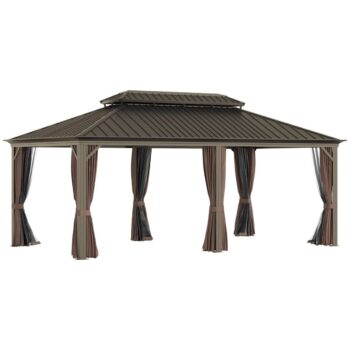 Sunmthink 12×20 ft Hardtop Gazebo with Double Roof