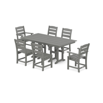Polywood Lakeside 7-Piece Farmhouse Dining Set – Slate Grey