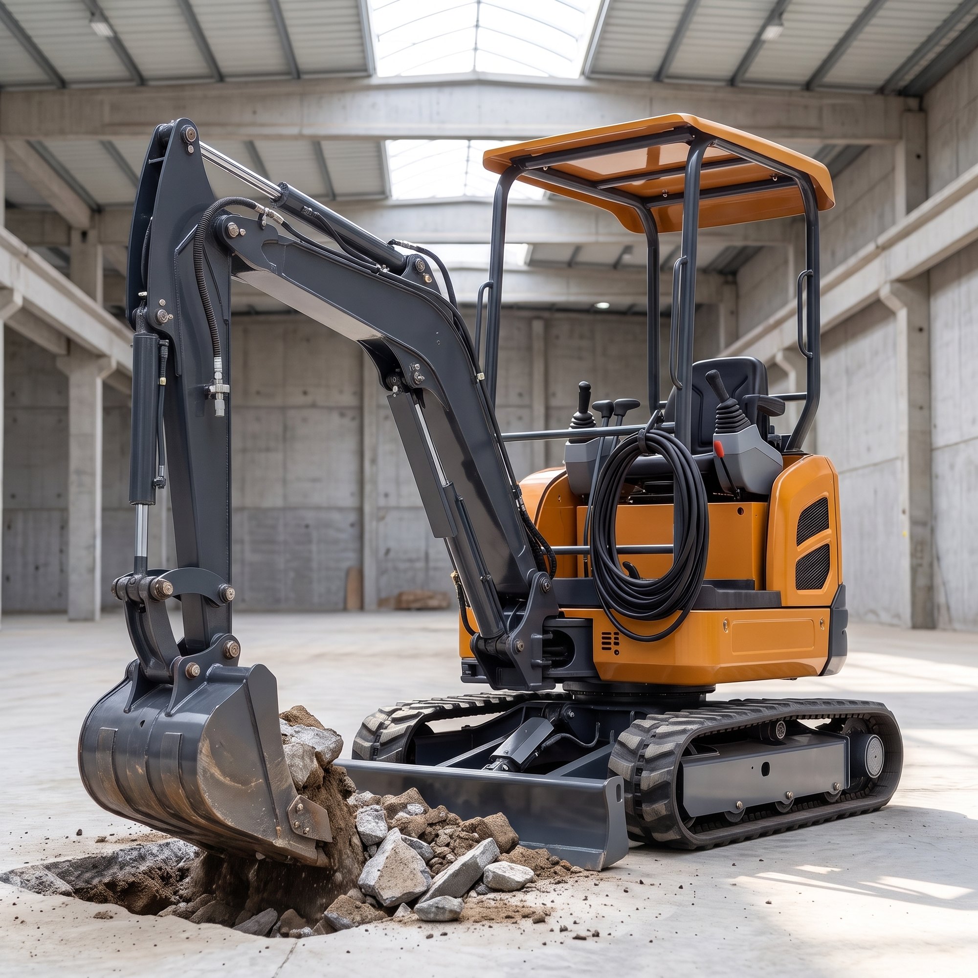 nestiques-mx10e-electric-mini-excavator-working-indoors.jpg MX-10E electric mini excavator digging a service pit inside a warehouse hall