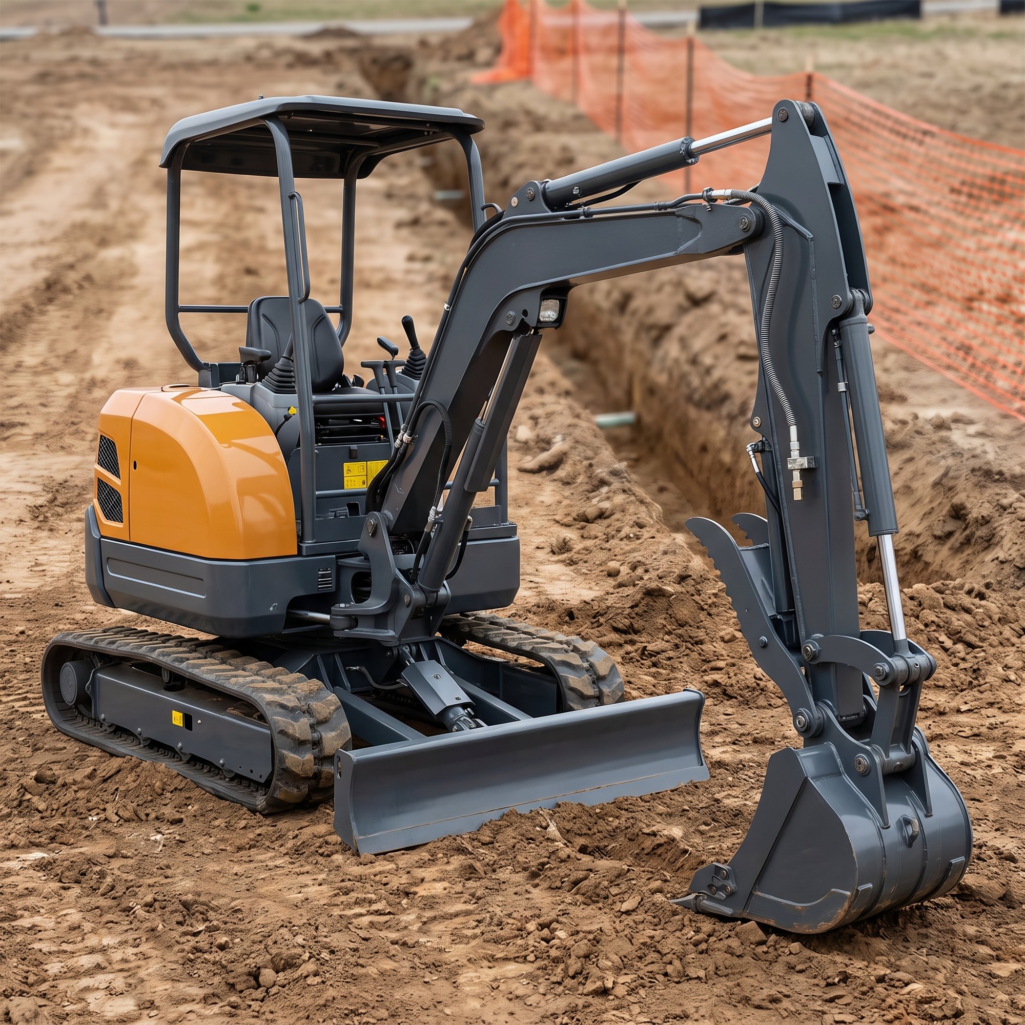 nestiques-mx25-mini-excavator-hero.jpg MX-25 2.5 ton mini excavator on churned earth at a utility trenching site